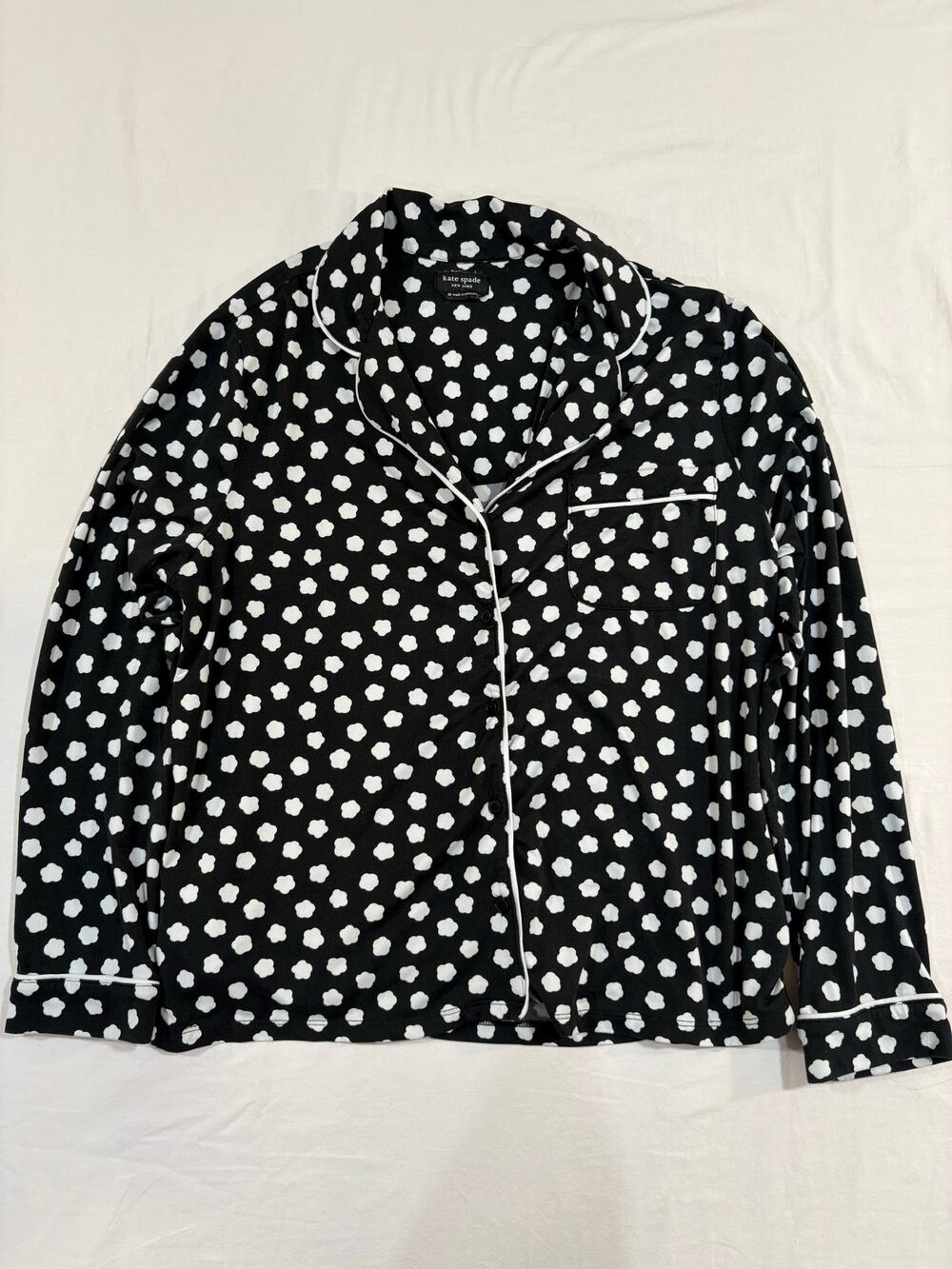 Kate Spade Black & White Loungewear Pajama Top